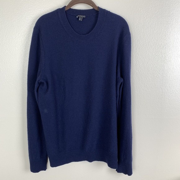 Theory | Sweaters | Theory Men Sweater Sz Large Blue Cashmere Long Sleeve  Crew Neck Classic Staple | Poshmark